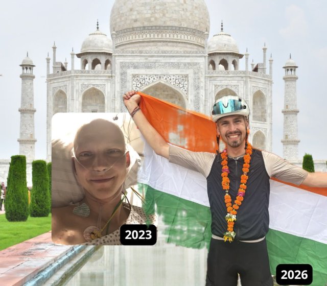 John Miller vor Taj Mahal